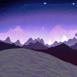 Claymation mountain skyline,Rudolph the red noise reindeer, beautiful, pastel blues and purples, white, aurealis borealis, night