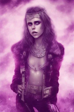 danish singer mø, high light , purple tones, steampunk