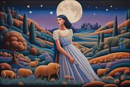 George Callaghan painting tufting tapestry, Otherworldly, young beautiful HD face Princess of the Moon avant-garde organza StarWars fashion, Austrian Symbolism, arcane atmosphere, countryside-style raw dream dimension