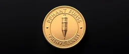 a coin with an emblem of "Phantom Funk Pencil" by Lee Falk