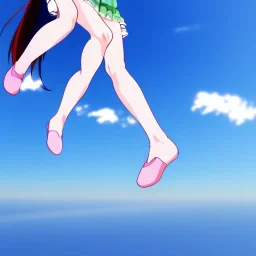 Anime girl kicking high side view