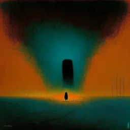 malignantly useless, depicting a fear of being alone, Style by Pawel Kuczynski and Basquiat and VS Gaitonde, surreal horror art, nightmarish, dynamic composition, dark color burn, based on the imagery of Zdzislaw Beksinski