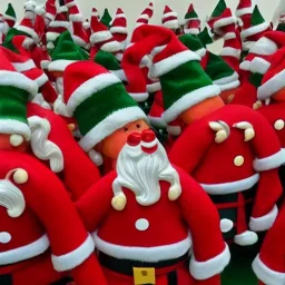 army of santas attacking giant elf