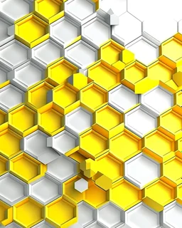 white and yellow 3d honeycomb background pattern