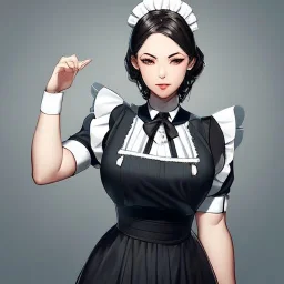 corpulent jolly serving maid in realistic style.