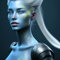 portriate of beautiful blue na'vi warrior,volumetric lighting, particals, intricate detail,realistc, close up