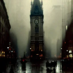Piccadilly ,Neogothic architecture,by Jeremy mann, point perspective,intricate detail, Jean Baptiste Monge