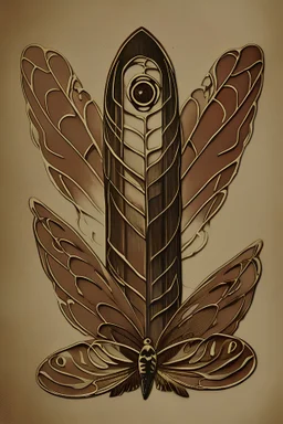 art nouveau logo design for antique shop. symbolizing lady's eye in the center, feather pen on the left and butterfly wing on the right. in feminine way