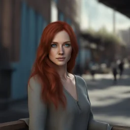 woman 3d realistic redhair with blue eyes