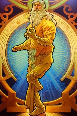 fantasy illustration of I calculated a phantasm to glimpse Pythagoras's golden thigh While performing cult mathematics in the style of Dan Mumford, Alphonse Mucha. HDR, dof, deep focus, hyper realistic, magic, mystical, 3d render, octane render