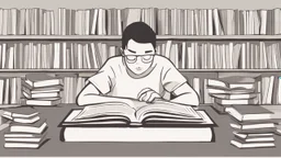 The image depicts a person sitting at a table with a stack of books in front of them. The individual is holding an open book and reading with intense concentration. Their eyes are moving rapidly across the pages, suggesting advanced speed reading skills. The book's opening phrase and words are clearly visible in the image, making it easier for the reader to apply speed reading techniques and better comprehend the content. The image highlights the immersive and deep understanding aspects achievab