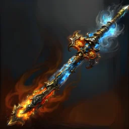 Realistic painting of a fantasy fire sword, fantasy game sword, Norse mythology sword, high detail digital painting