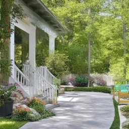 Watercolor front yard house