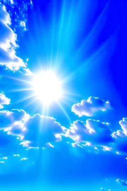 NICE BLUE SKY - LIGHT SUN - SUN IN THE MIDDLE - CLOUDS WHITE -ALL AROUND THE SUN - IN THE BLUE SKY