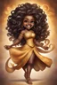 Placeholder: A fearless curvy dark-skinned airbrushed chibi swishes her lion tail excitedly, wearing a dress decorated with the Leo astrology symbol. With mane-like hair wild with curls, she smiles wide, showing off fangs. She stands arms and legs spread, steadfast as a lioness, demonstrating Leo courage and leadership. Background of a Leo zodiac symbol