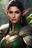 Placeholder: dnd character art of elf ranger, female with delicate features, high resolution cgi, 4k, unreal engine 6, high detail, cinematic, concept art, thematic background, well framed