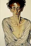 Placeholder: painting of a figure with the life-filled void of an empty existence, egon schiele masterpiece