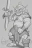 Placeholder: coloring book page of a gigantic troll holding a sword