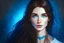 Placeholder: Portrait of a Brunette with slight freckles and blue eyes. In the Style of Charlie Bowater