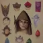 Placeholder: dungeons and dragons, elf, pointy ears, wizard, magician's robe, wizard hat, portrait, face, watercolour, large strokes