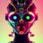 Placeholder: A beautiful portrait of a cyborg crow wite neon color scheme, high key lighting, volumetric light high details psychedelic background