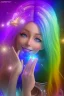 Placeholder: cosmic woman smile, admiral from the future, one fine whole face, crystalline skin, expressive blue eyes,rainbow, smiling lips, very nice smile, costume pleiadian, Beautiful tall woman pleiadian Galactic commander, ship, perfect datailed golden galactic suit, high rank, long blond hair, hand whit five perfect detailed finger, amazing big blue eyes, smilling mouth, high drfinition lips, cosmic happiness, bright colors, blue, pink, gold, jewels, realist, high commander,ufo rainbow