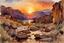 Placeholder: Sunset, rocks, mountains, rocky land, epic, john singer sargent watercolor paintings