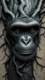 Placeholder: A monkey face black vein, human veins, mixing together a lot of them, like a forest, big and small veins a lot of them,