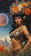 Placeholder: beautiful girl ,mugshot, Planet of the Vulcans, multicolored, large, floral designs, atmospheric, beautiful, oil painting by Frank Frazetta, 4k UHD, Photorealistic, professional quality