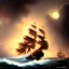 Placeholder: frank frazetta style, pirate ship battle, ocean, storm, night