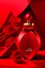 Placeholder: Dior perfume advertisement, red background, 3D photography