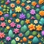 Placeholder: different varieties of flowers and leaves. 3D vector cartoon asset, mobile game cartoon stylized, clean.