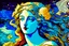 Placeholder: colourful digital painting of beautiful aphrodite, in the style of hokusai and van gogh