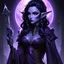 Placeholder: drow elf woman, sorceress, dark hair, purple skin, digital art, dark fantasy