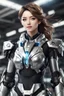 Placeholder: Front view excited realistic HD photograph,angel mechines,realistic photo beautiful anime digital human anime woman,full body,mechanical armor silver chromecast shine.style: details digitalphoto