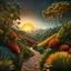 Placeholder: An incredibly peaceful detailed landscape, Max Ernst, Henri Rousseau, Haji Widayat, primordial nature, sun, strong texture, extreme detail, intricate, strong colours, bas-relief, high resolution, volumetric light, 8k, 3d, cinematic, rich moody colors, sparkles, decal, octane render, 55mm photography, 8k, sharp focus, volumetric light, ZBrush