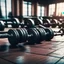 Placeholder: Dumbbells on the floor in a gym