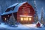 Placeholder: A barn in December, with snow on the ground, Pixar, Dreamworks, Disney