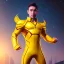 Placeholder: Cosmos super hero, yellow costume,4k image, full body man