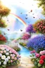Placeholder: Trés belles roses, rainbows, beautiful colors gardens , flowers, cascades,Birds, butterfly