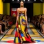 Placeholder: venezuelan model runway, long dress inspired by moschino