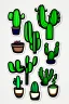 Placeholder: cute cartoon anime cactus sticker, anime style, white background color