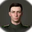 Placeholder: Green-eyed male soldier in black uniform