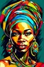 Placeholder: colorful picture handdraw of beautifull african girl front face