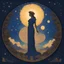 Placeholder: Symbol of Athena, circular, in the style of Maxfield Parrish, starry night, James R. Eads