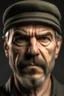 Placeholder: A handsome 55-year-old man, with a sharp gaze, stern, with a strong personality, and wearing a hat on his head like a Muslim war hat