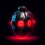 Placeholder: cyberpunk grenade, black background, red lighting, video game icon