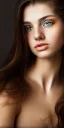 Placeholder: Studio portrait photo of a hot and decisive woman age of 20, gray cat eyes, brown hair,very detailed face, studio lighting, fantasy, golden ratio, sharp focus color, corrected hyper detailed pino daeni