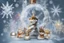 Placeholder: Double exposure, merged layers, Christmas fantasy, cat Christmas ornaments, gifts, double exposure, snowfall, heart, snowflakes, icy snowflakes, burlap, gems and sparkling glitter, sunshine