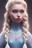 Placeholder: 20 year old girl, cute, beautiful, blonde hair, Elsa braid, blue eyes, big eyes, pale skin, blue dress, ice dress, long eyelashes, pink lipstick, thin lips, small nose, 8k resolution concept art portrait by Greg Rutkowski